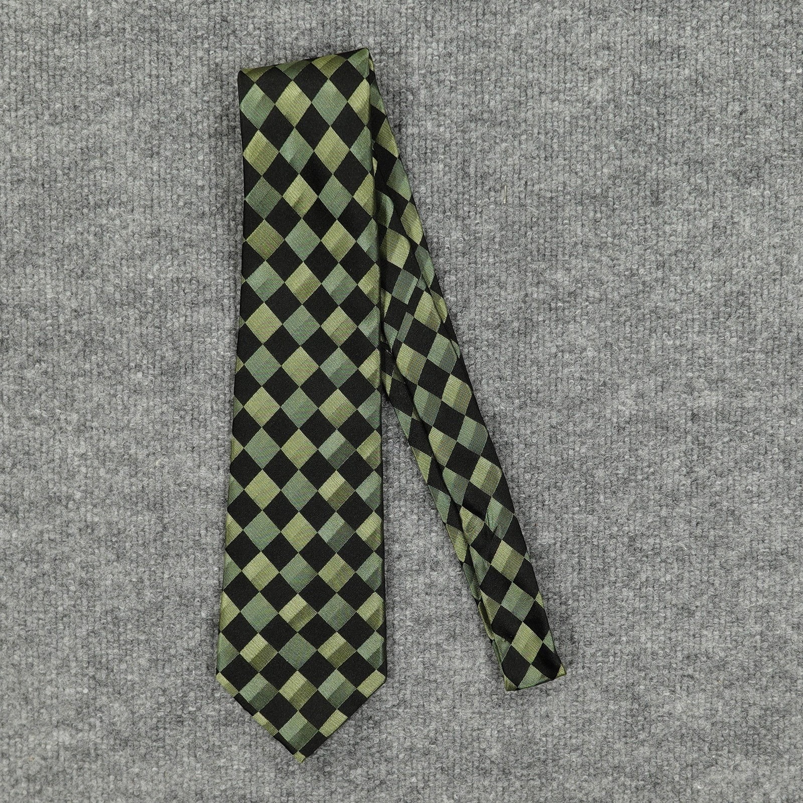 Arrow Tie Mens One Size Green Black Plaid Check 100 Silk Woven Classic Necktie